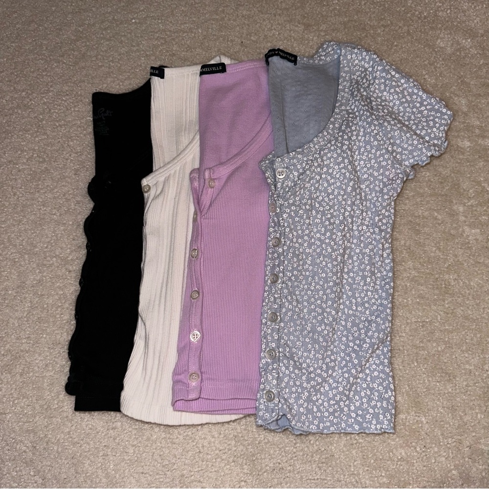 ✨Brandy Melville Button Shirt Sleeve Tops Bundle